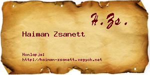 Haiman Zsanett névjegykártya